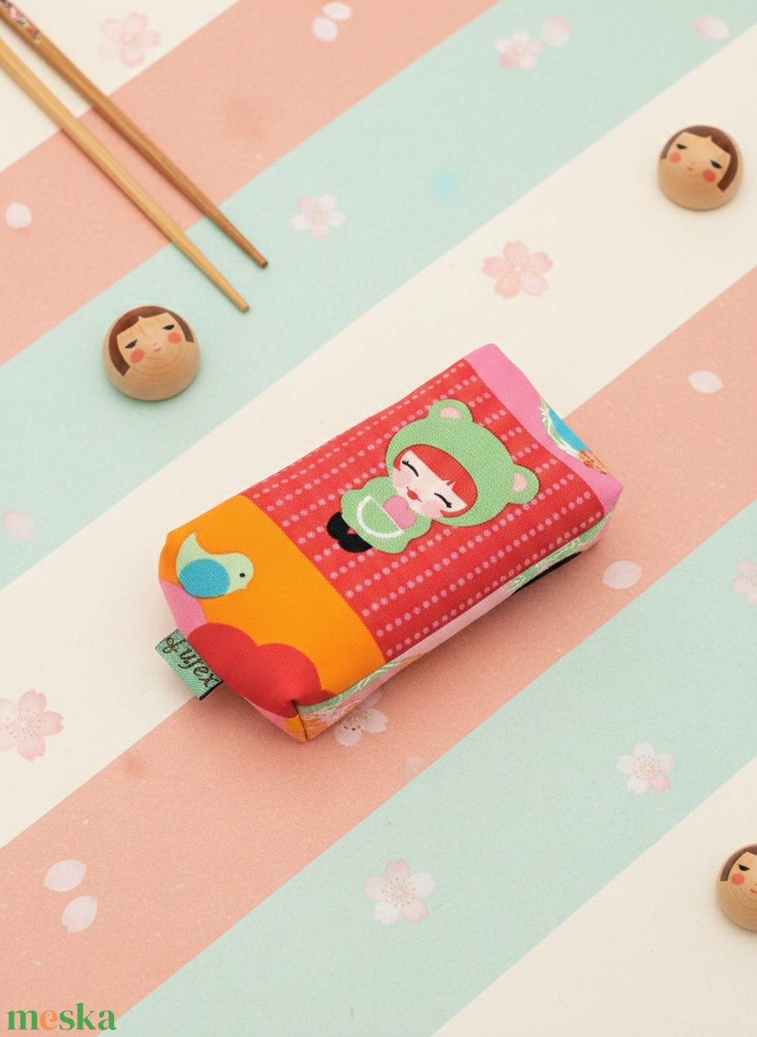 Kokeshi mintás papírzsebkendő tartó - táska & tok - neszesszer - Meska.hu