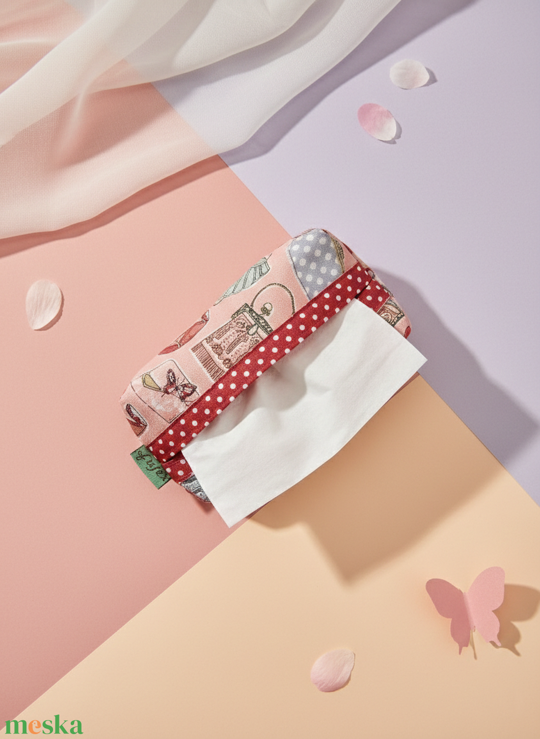 Rózsaszín mintás papírzsebkendő tartó - táska & tok - pénztárca & más tok - zsebkendőtartó tok - Meska.hu