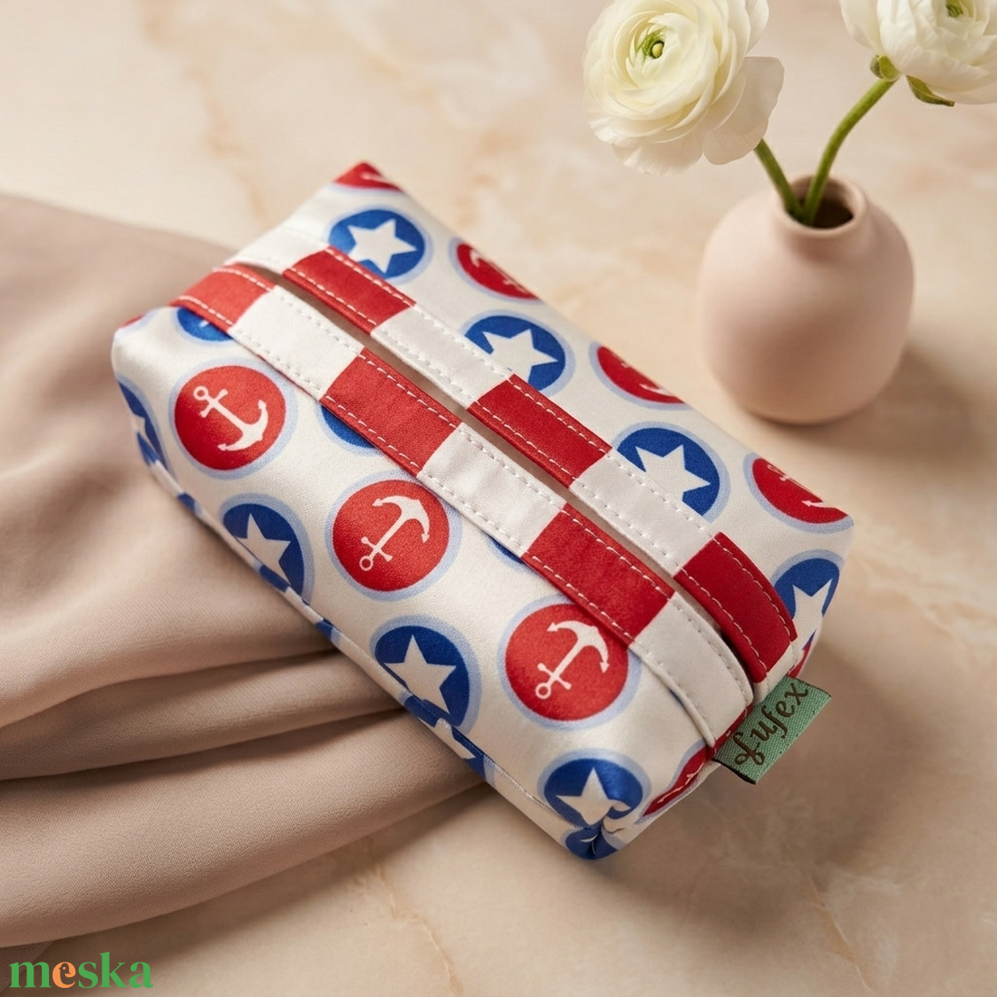 Tengerész mintás papírzsebkendő tartó - táska & tok - pénztárca & más tok - zsebkendőtartó tok - Meska.hu