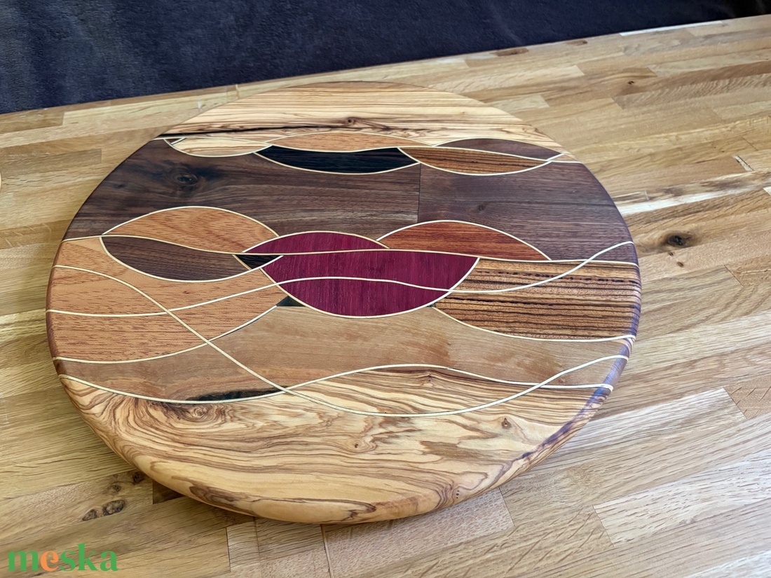 Fa forgóasztal (430mm) - Lazy Susan turntable - Luigiwood - otthon & életmód - konyhafelszerelés, tálalás - sütés, főzés - edényalátét - Meska.hu