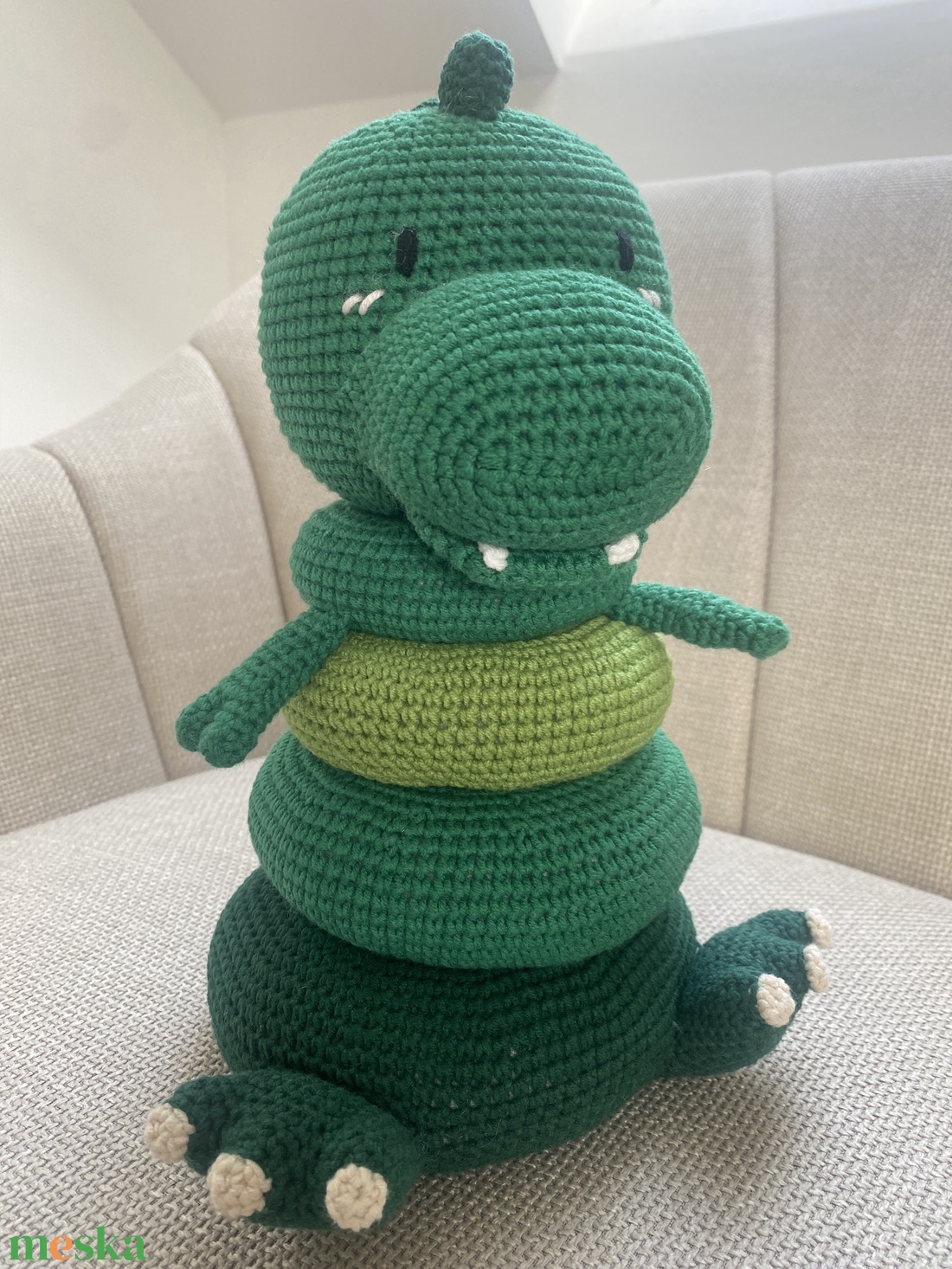 Horgolt T-Rex dinó � játékos fejlesztés, kézzel készítve - baba - mama - baba játékok - waldorf játékok - Meska.hu