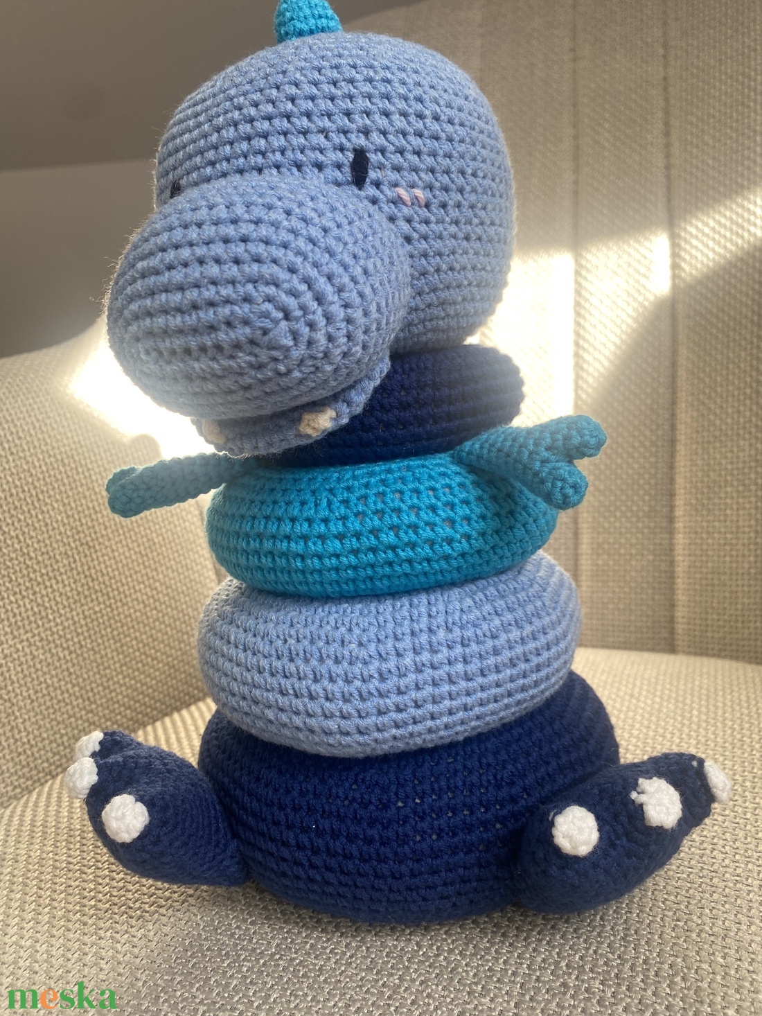 Horgolt T-Rex dinó � játékos fejlesztés, kézzel készítve - baba - mama - baba játékok - mozgásfejlesztő játékok - Meska.hu