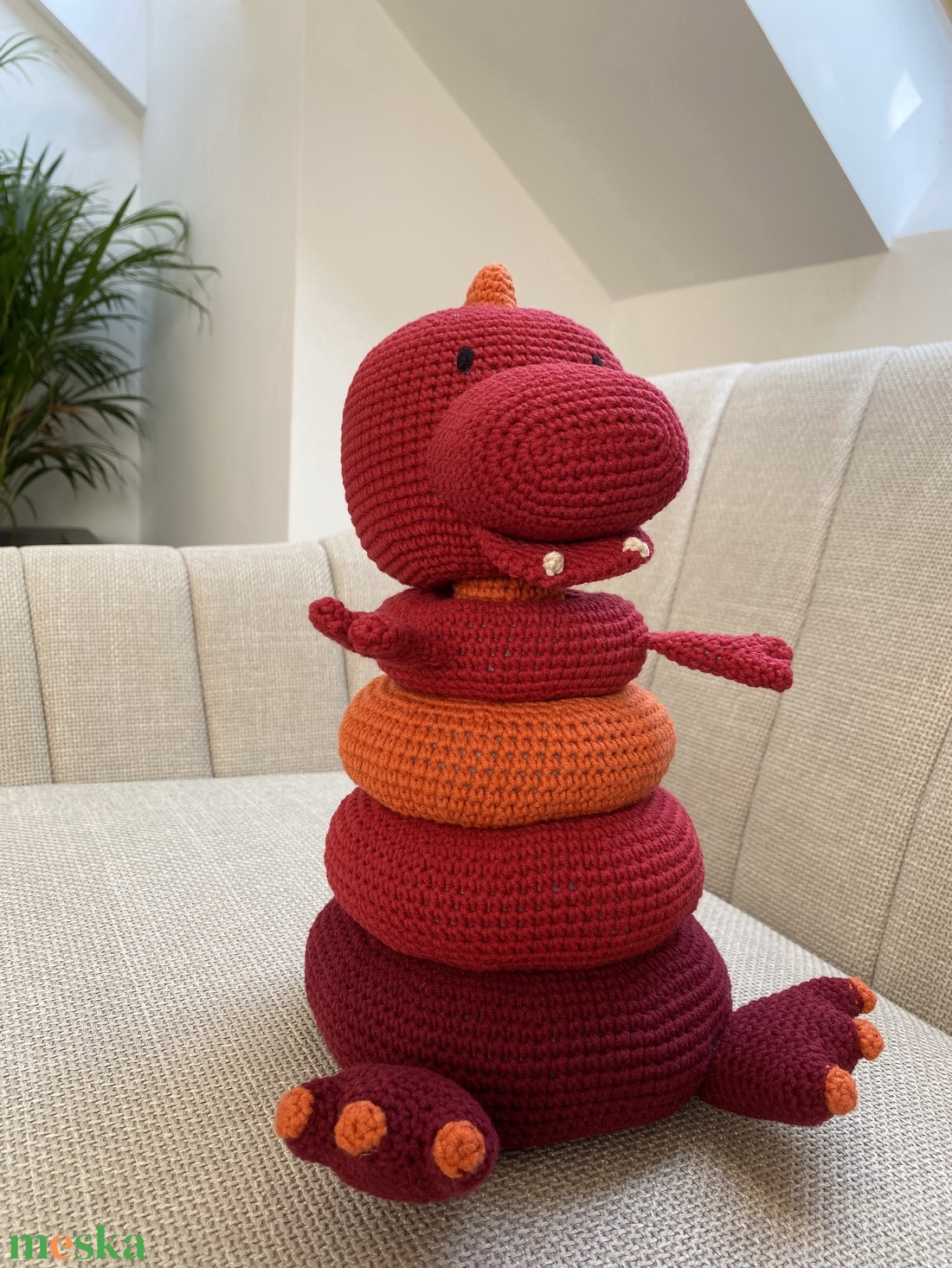 Horgolt T-Rex dinó � játékos fejlesztés, kézzel készítve - játék & sport - készségfejlesztő és logikai játék - szín és formaválogató játékok - Meska.hu