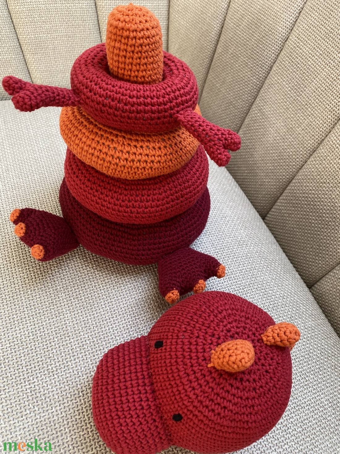 Horgolt T-Rex dinó � játékos fejlesztés, kézzel készítve - játék & sport - készségfejlesztő és logikai játék - szín és formaválogató játékok - Meska.hu