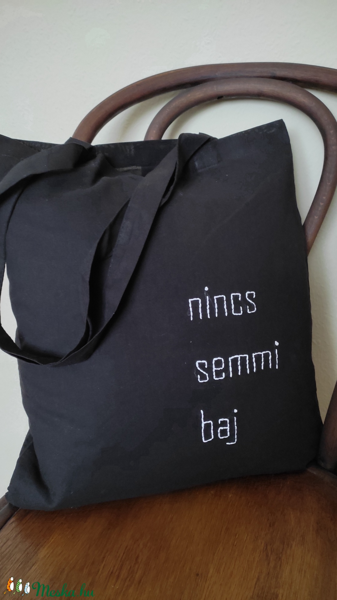 Feliratos hímzett vászontáska - táska & tok - bevásárlás & shopper táska - shopper, textiltáska, szatyor - Meska.hu