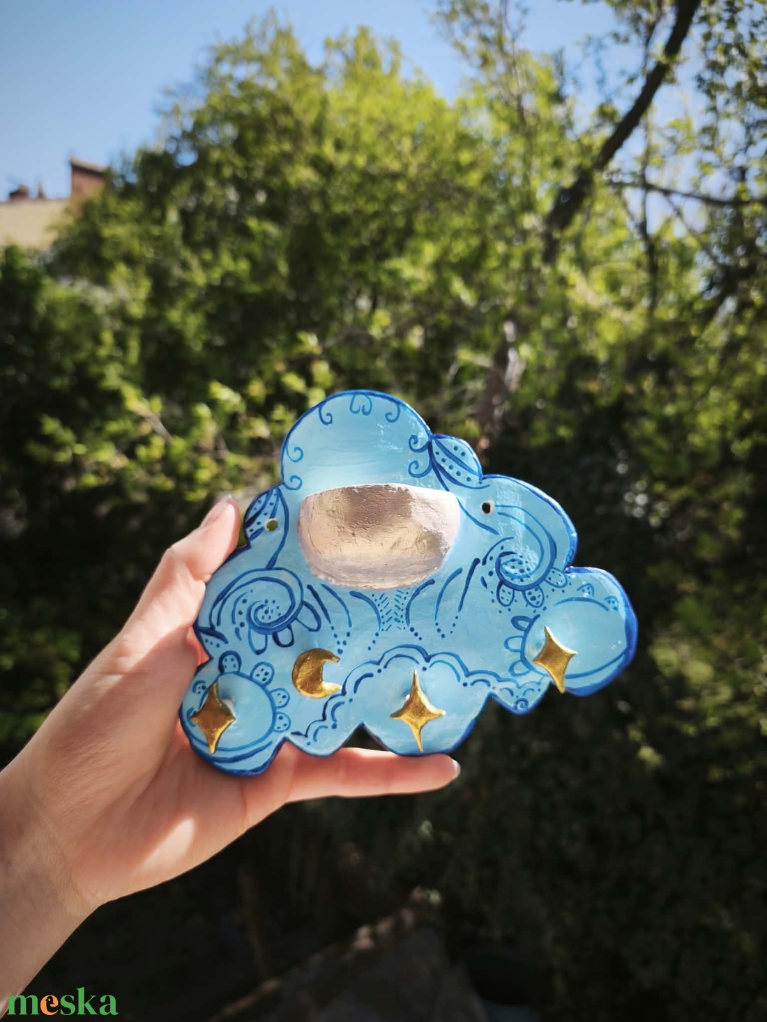 Kézműves felhő fali gyertyatartó  - otthon & életmód - gyertya, illat, aroma - gyertyatartó - Meska.hu