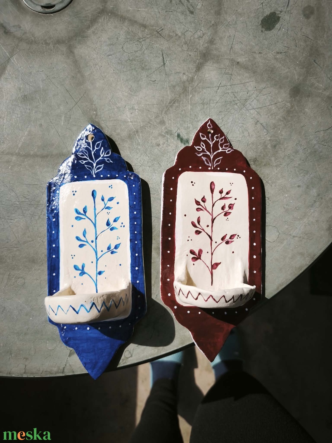Kézműves fali gyertya népi design - téglalap  - otthon & életmód - gyertya, illat, aroma - gyertyatartó - Meska.hu