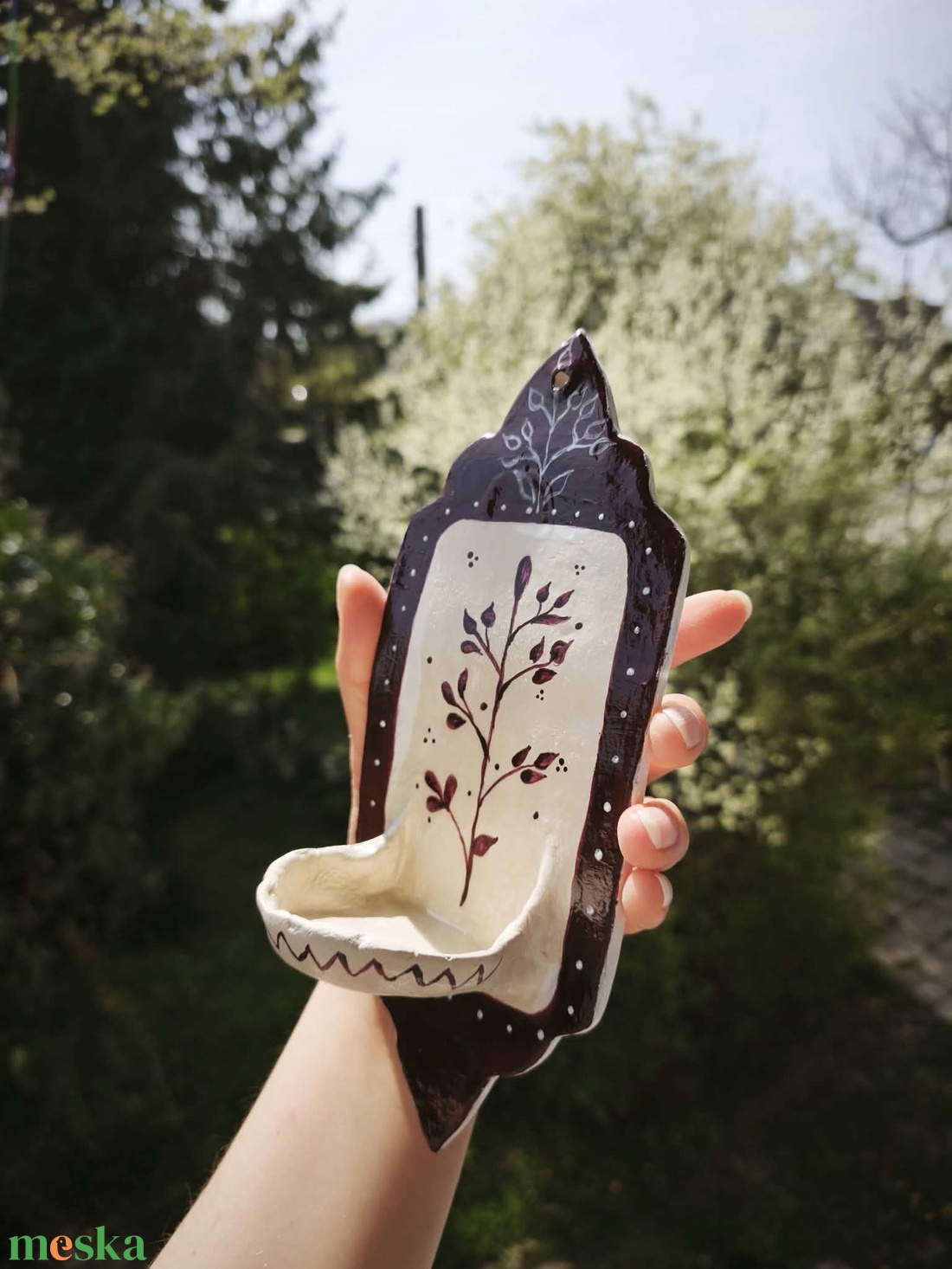 Kézműves fali gyertya népi design - téglalap  - otthon & életmód - gyertya, illat, aroma - gyertyatartó - Meska.hu