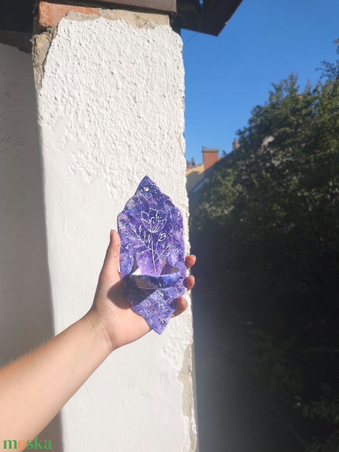 Univerzumos virágos fali gyertyatartó  - otthon & életmód - gyertya, illat, aroma - gyertyatartó - Meska.hu