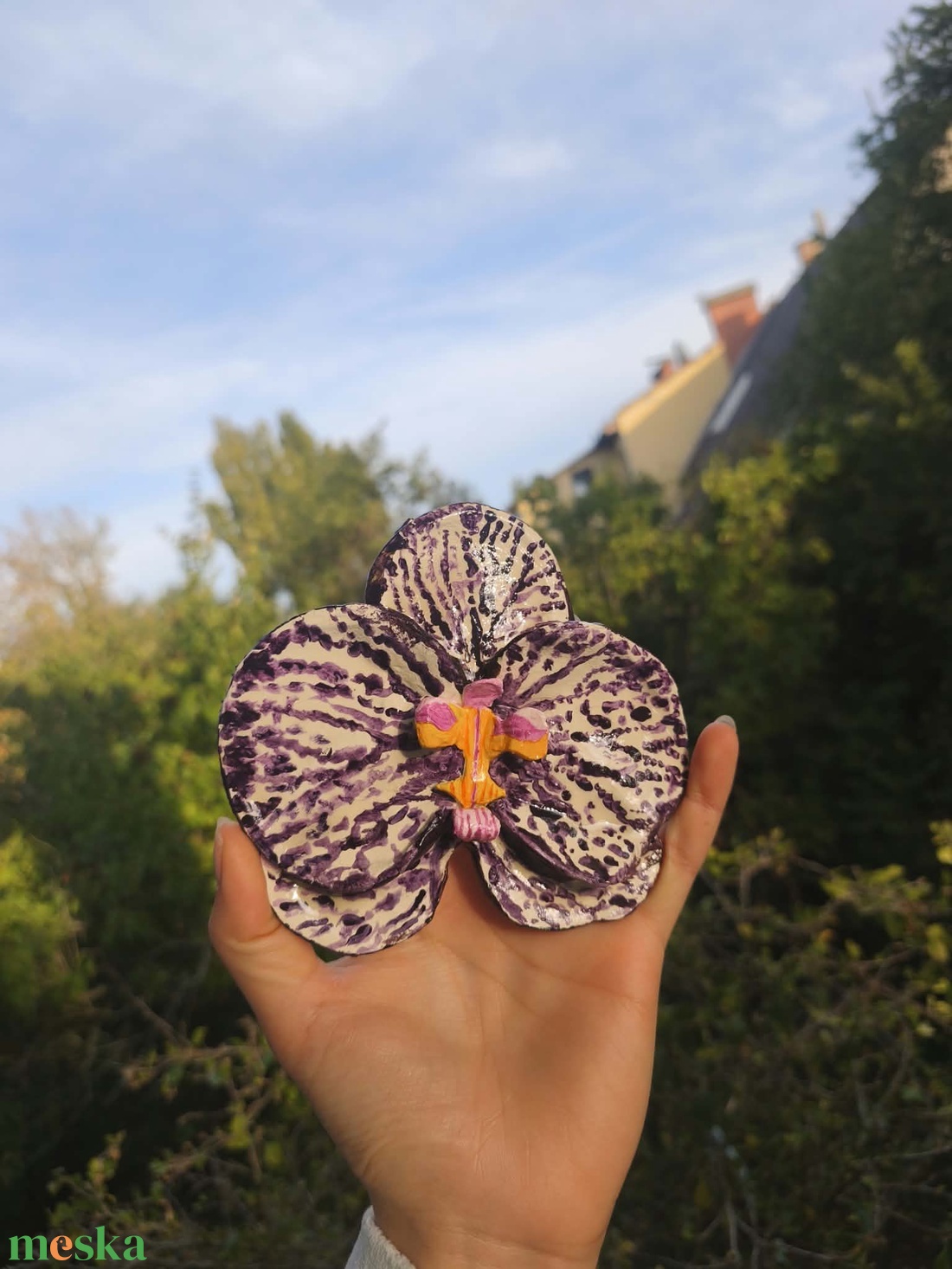 Kézműves orchidea dísz, ékszer tartó  - otthon & életmód - dekoráció - dísztárgy - Meska.hu