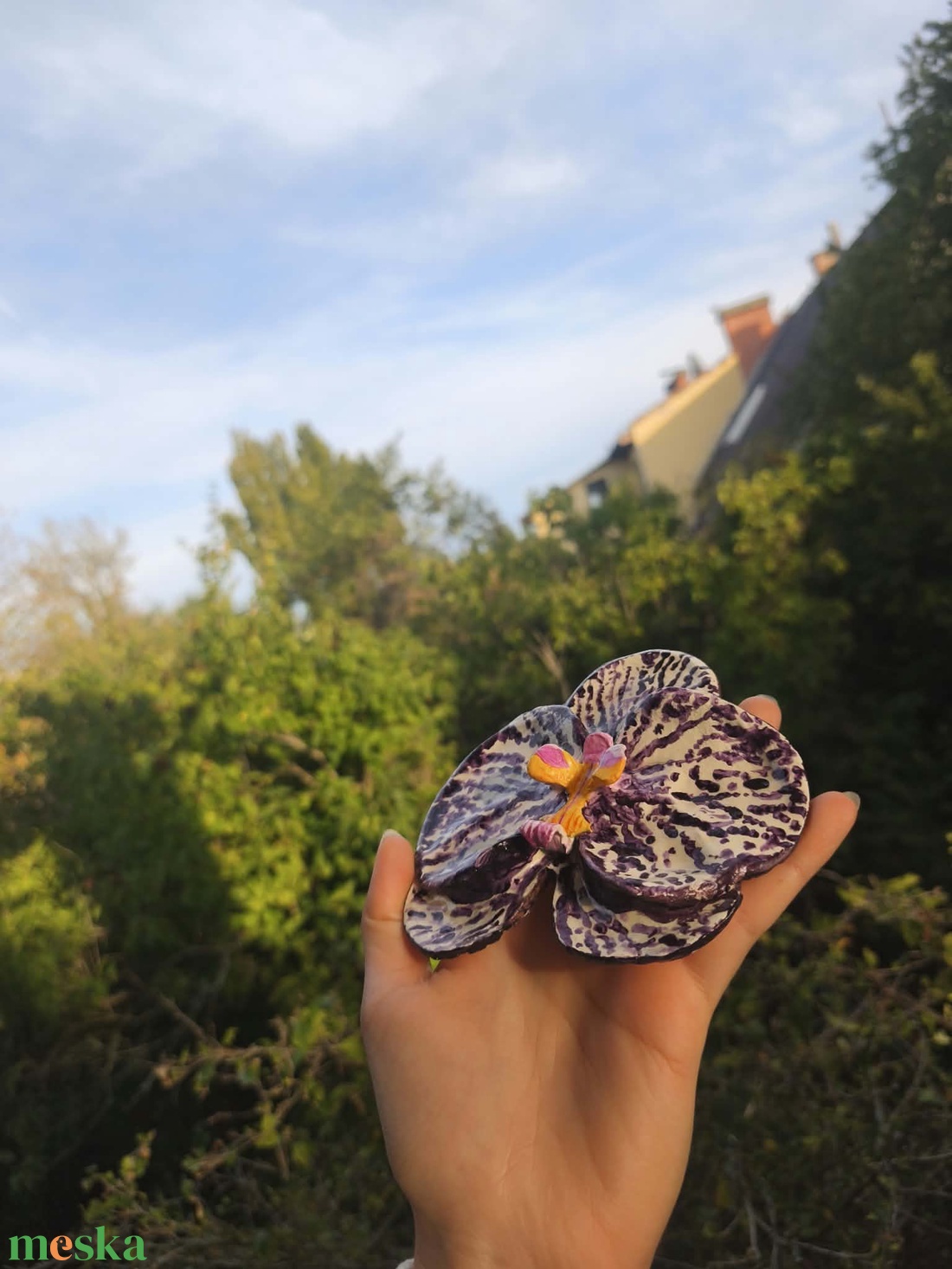 Kézműves orchidea dísz, ékszer tartó  - otthon & életmód - dekoráció - dísztárgy - Meska.hu
