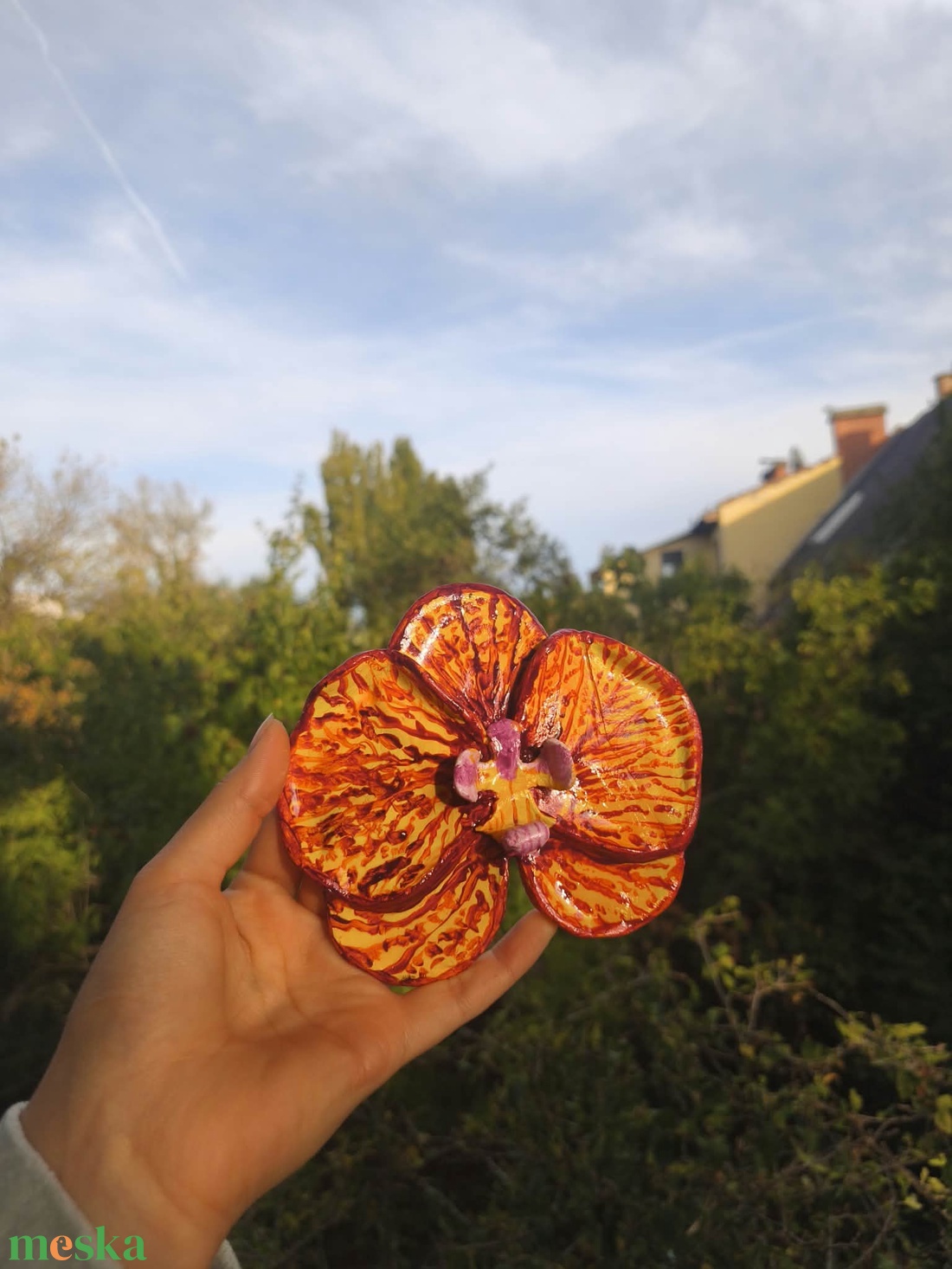 Kézműves orchidea dísz, ékszer tartó  - otthon & életmód - dekoráció - dísztárgy - Meska.hu