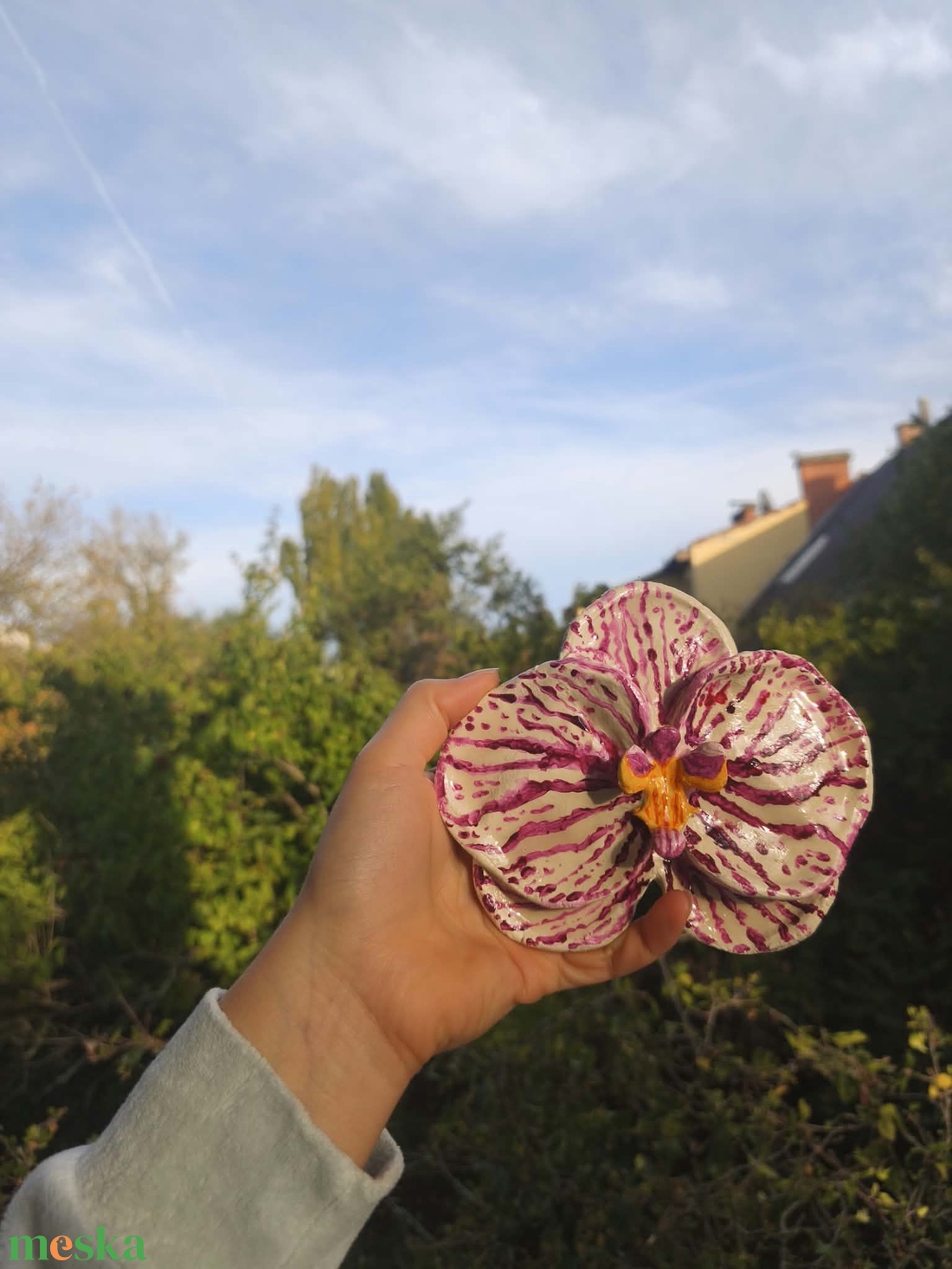 Kézműves orchidea dísz, ékszer tartó  - otthon & életmód - dekoráció - dísztárgy - Meska.hu