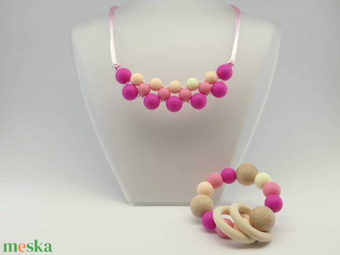 Rágcsa nyaklánc / anyalánc - 3 soros - pink - ékszer - nyaklánc - bogyós nyaklánc - Meska.hu Rágcsa nyaklánc / anyalánc - 3 soros - pink - ékszer - nyaklánc - bogyós nyaklánc - Meska.hu