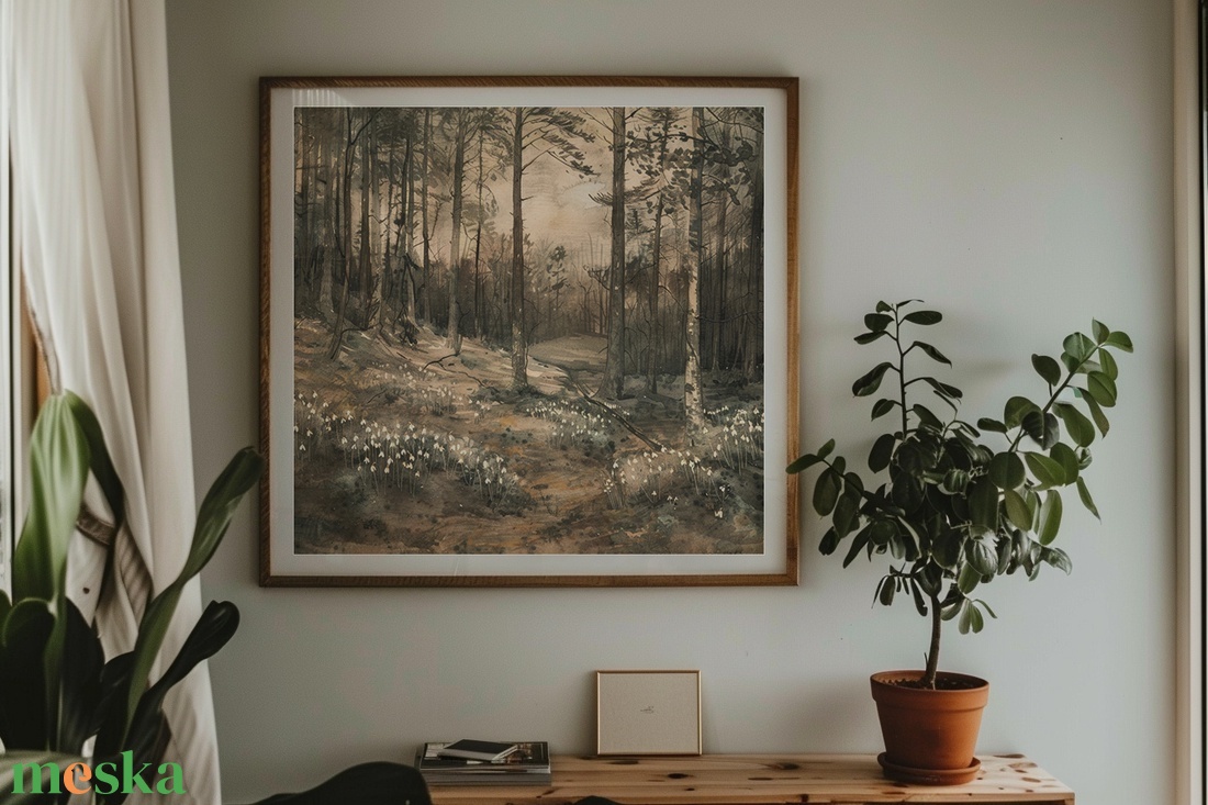 Szépia hóvirágos erdő, DIGITÁLIS festmény, nyomtatható - művészet - grafika & illusztráció - digitális - Meska.hu