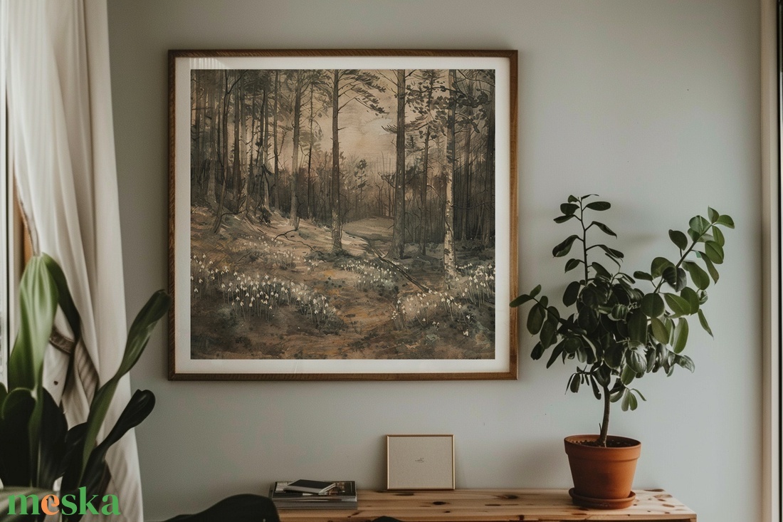 Szépia hóvirágos erdő, DIGITÁLIS festmény, nyomtatható - művészet - grafika & illusztráció - digitális - Meska.hu