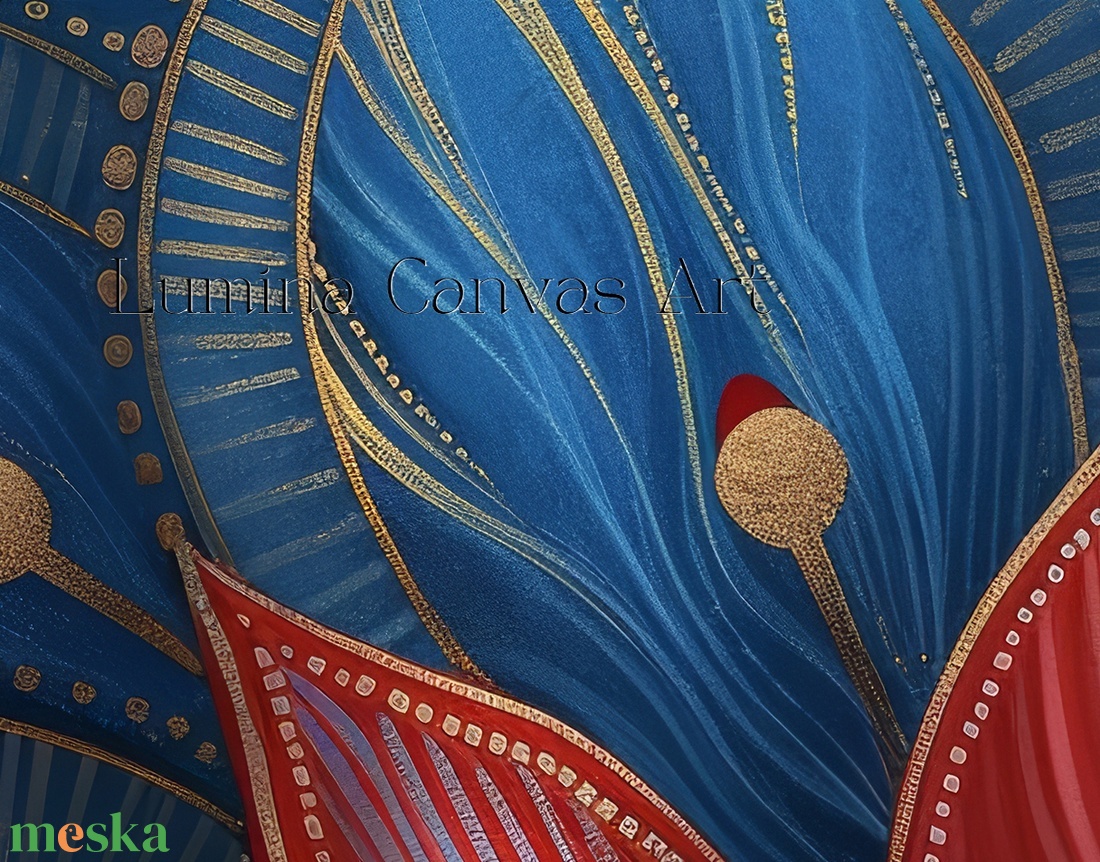 Piros-Kék Lótusz Virág Mandala - digitális festményről készült nyomat - művészet - grafika & illusztráció - művészi nyomat - Meska.hu