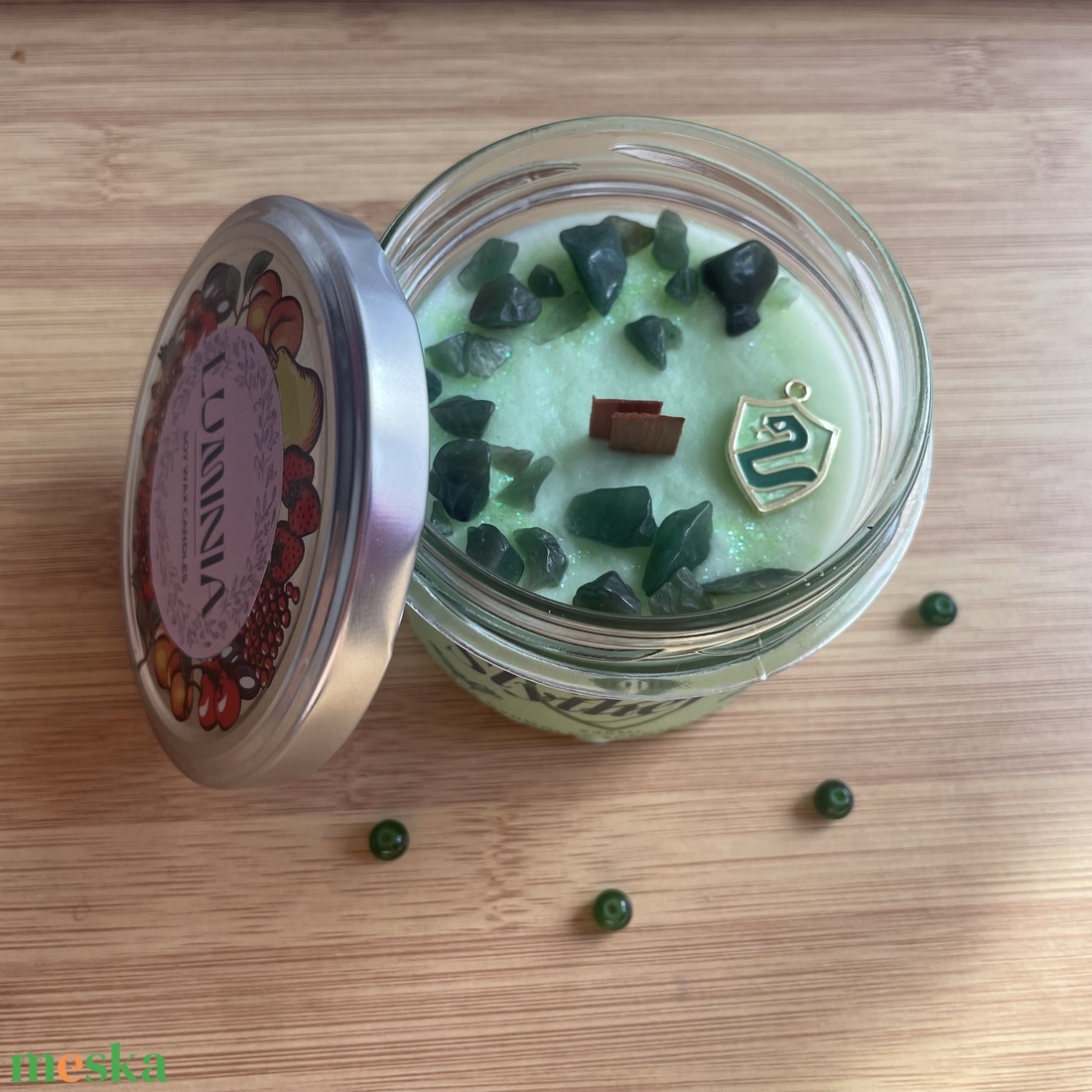 Slytherin gyertya  - karácsony - adventi díszek - adventi gyertyadíszek és koszorúdíszek - Meska.hu