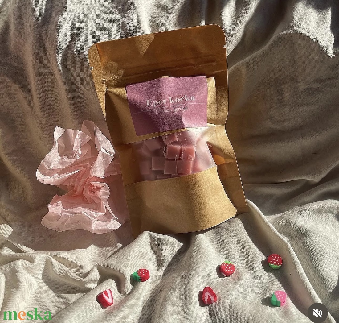 Eper kocka  - otthon & életmód - gyertya, illat, aroma - illatviasz - Meska.hu