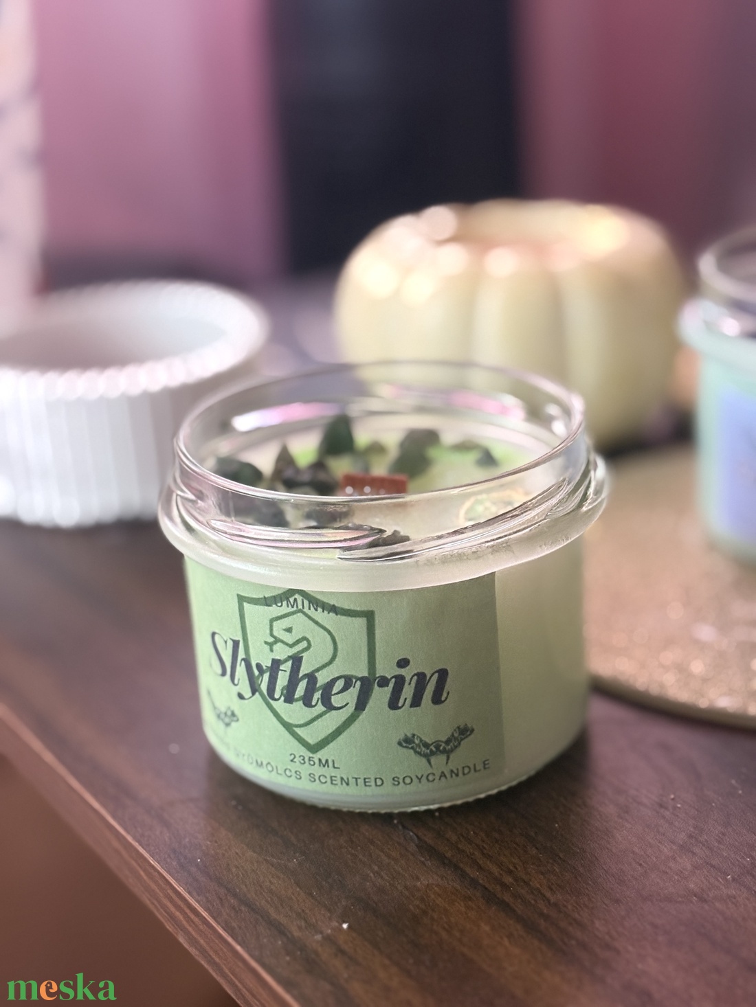Slytherin gyertya - otthon & életmód - gyertya, illat, aroma - gyertya - Meska.hu
