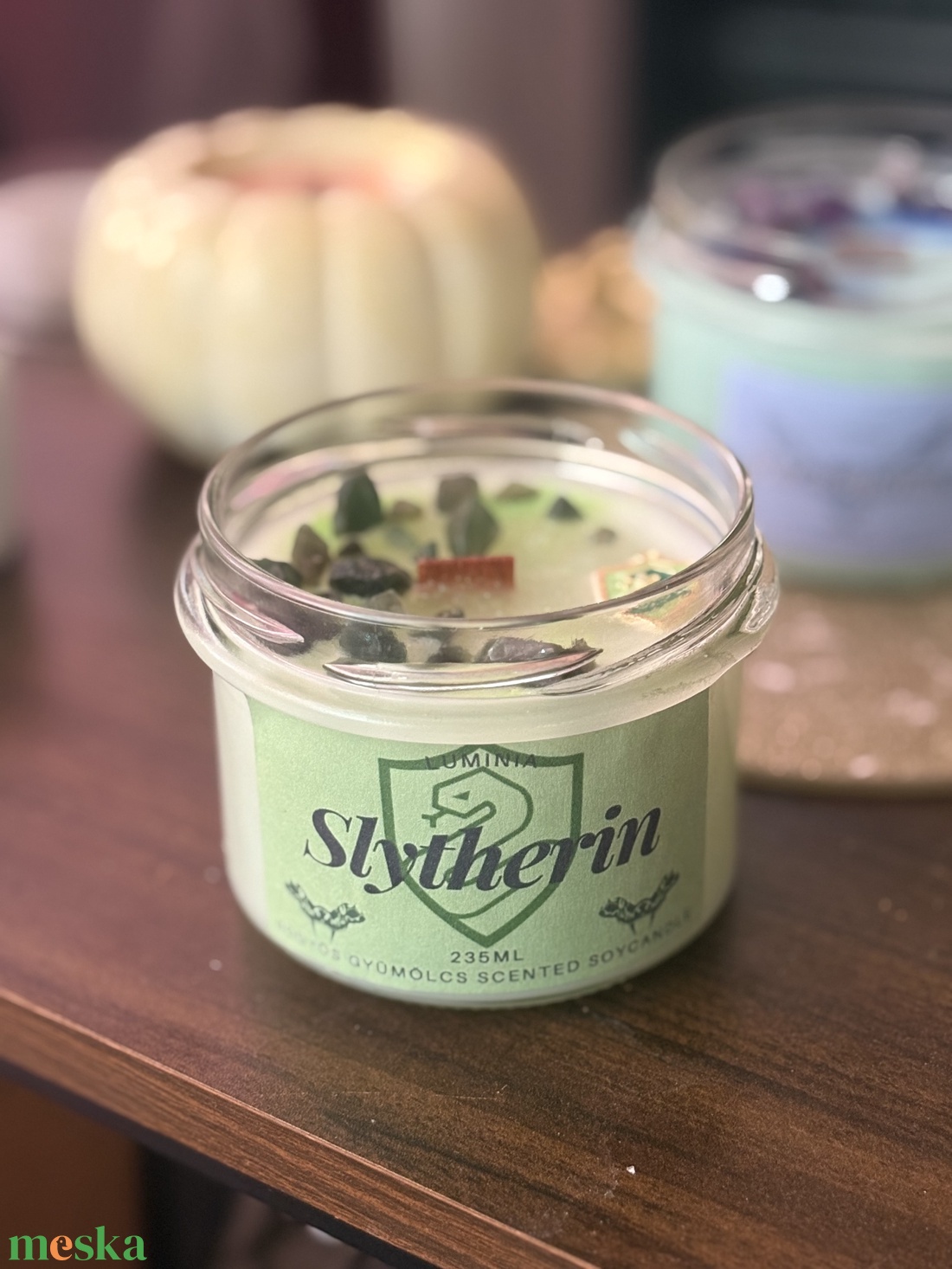Slytherin gyertya - otthon & életmód - gyertya, illat, aroma - gyertya - Meska.hu