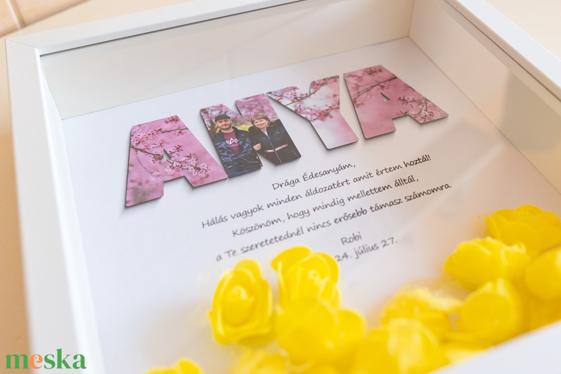 ANYA fotókollázsos sárga rózsás képkeret, általad küldött fotókból, FOTÓPAPÍRRA nyomtatva - esküvő - emlék & ajándék - szülőköszöntő ajándék - Meska.hu