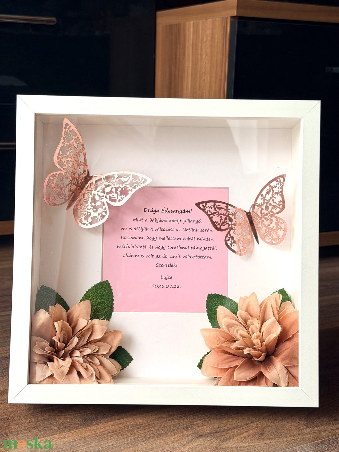 Szülő/nagyszülő köszöntő képkeret 2 pillangóval - esküvő - emlék & ajándék - szülőköszöntő ajándék - Meska.hu