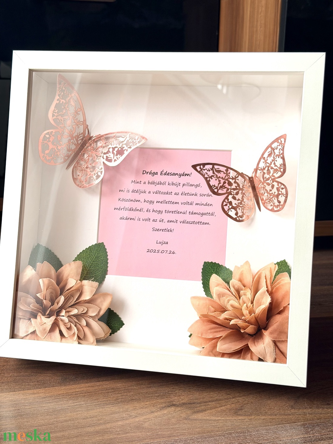 Szülő/nagyszülő köszöntő képkeret 2 pillangóval - esküvő - emlék & ajándék - szülőköszöntő ajándék - Meska.hu