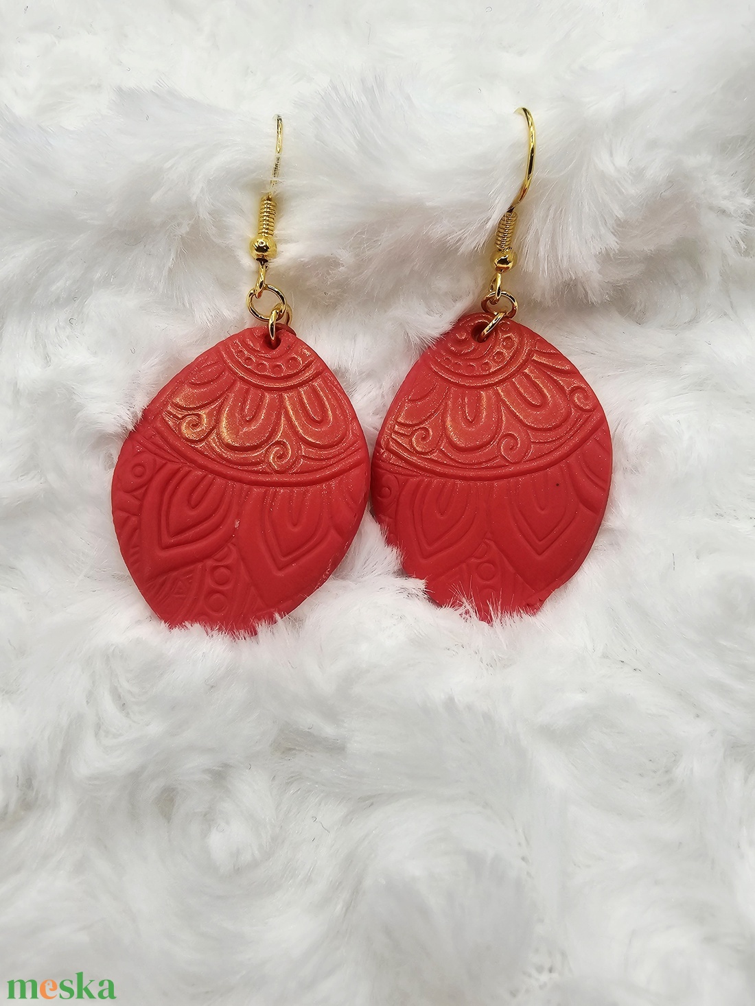 Piros szíves - ékszer - fülbevaló - lógó fülbevaló - Meska.hu