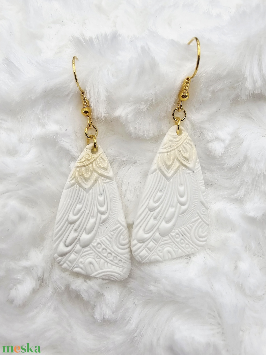 Fehér arany - ékszer - fülbevaló - lógó fülbevaló - Meska.hu