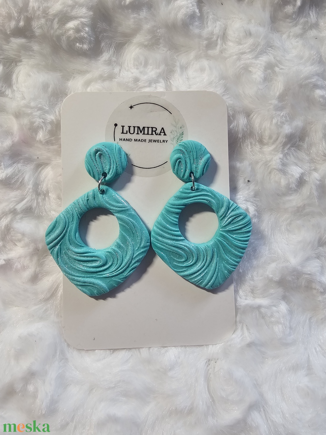 Türkiz selyemfénnyel - ékszer - fülbevaló - lógó fülbevaló - Meska.hu