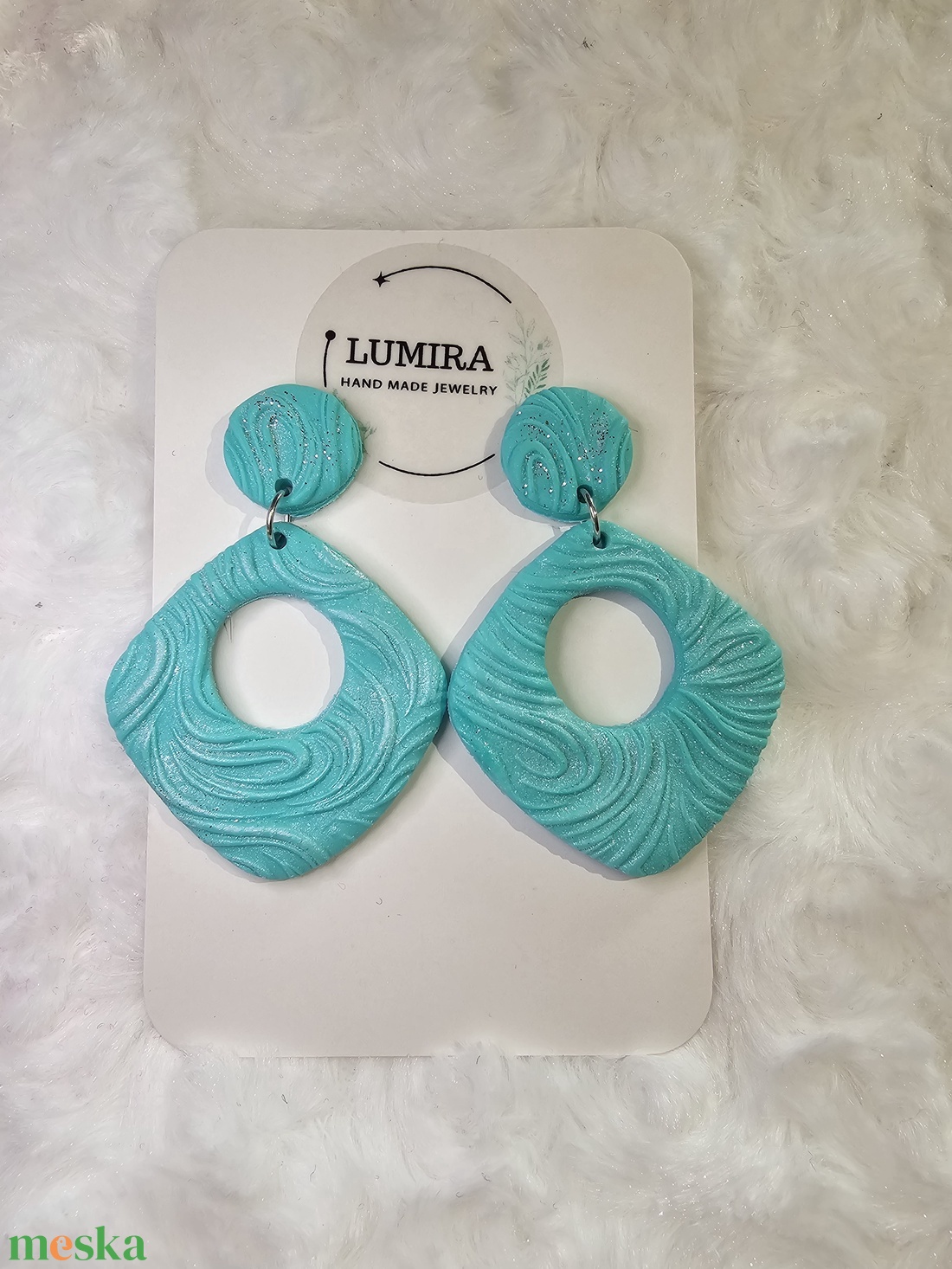 Türkiz selyemfénnyel - ékszer - fülbevaló - lógó fülbevaló - Meska.hu