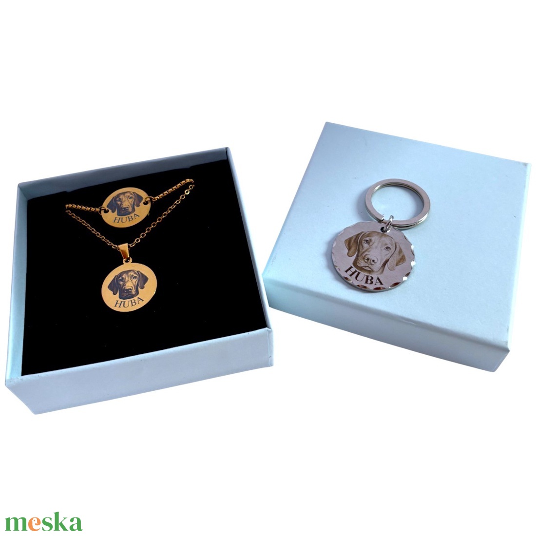 Kutyás ajándékcsomag  Saját képes gravírozott Luna by You kollekció (karkötő + nyaklánc + kulcstartó) - ékszer - ékszerszett - Meska.hu