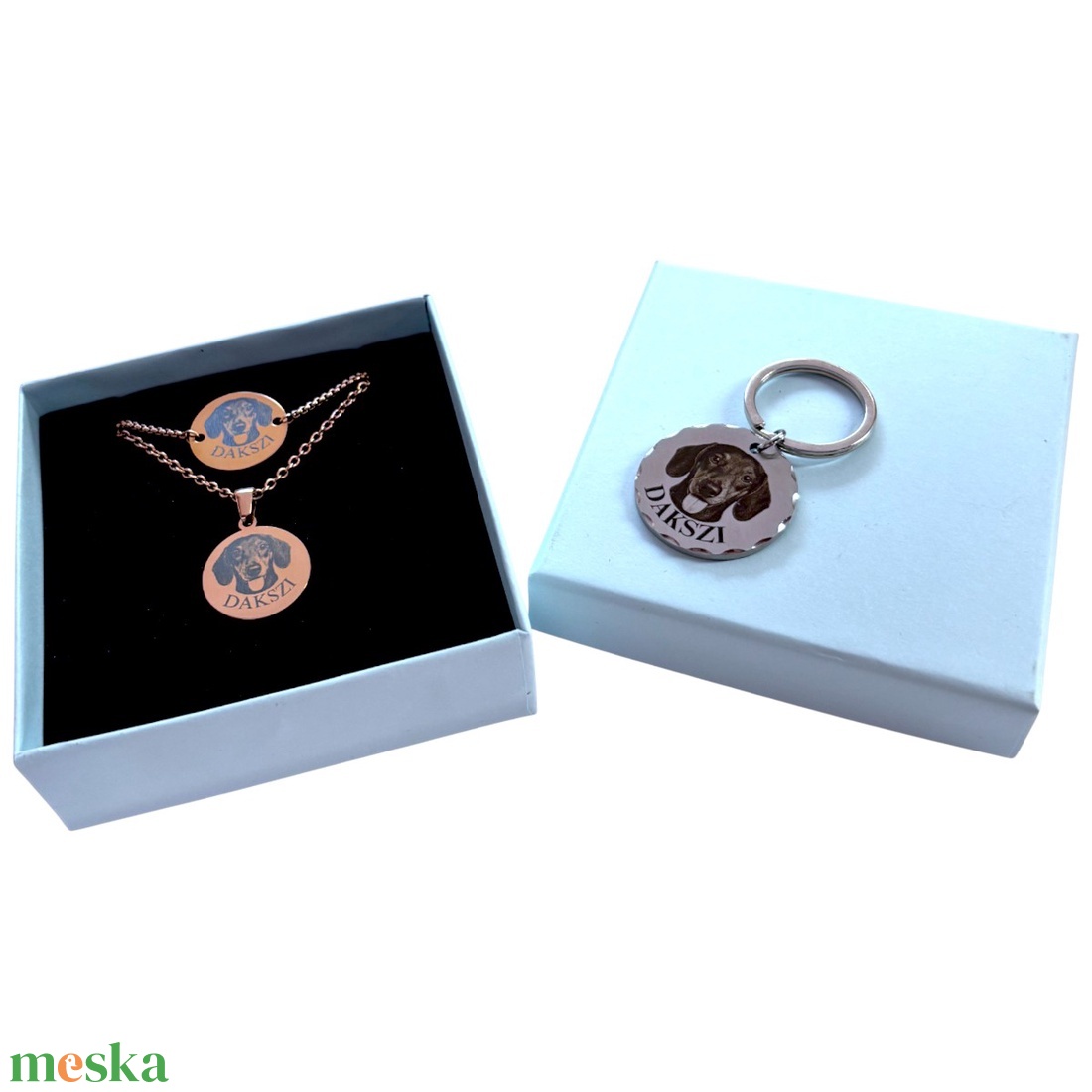 Kutyás ajándékcsomag  Saját képes gravírozott Luna by You kollekció (karkötő + nyaklánc + kulcstartó) - ékszer - ékszerszett - Meska.hu