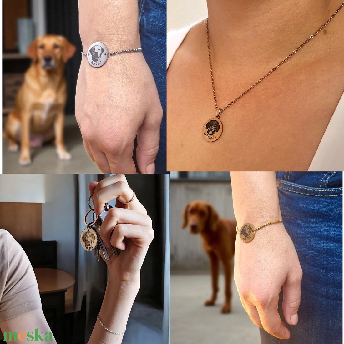 Kutyás ajándékcsomag  Saját képes gravírozott Luna by You kollekció (karkötő + nyaklánc + kulcstartó) - ékszer - ékszerszett - Meska.hu