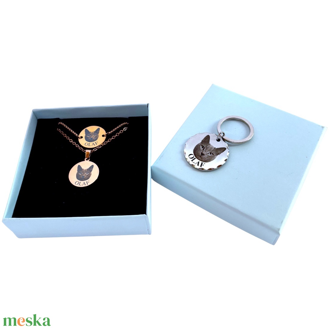 Cicás ajándékcsomag  Saját képes gravírozott Luna by You kollekció (karkötő + nyaklánc + kulcstartó) - ékszer - ékszerszett - Meska.hu