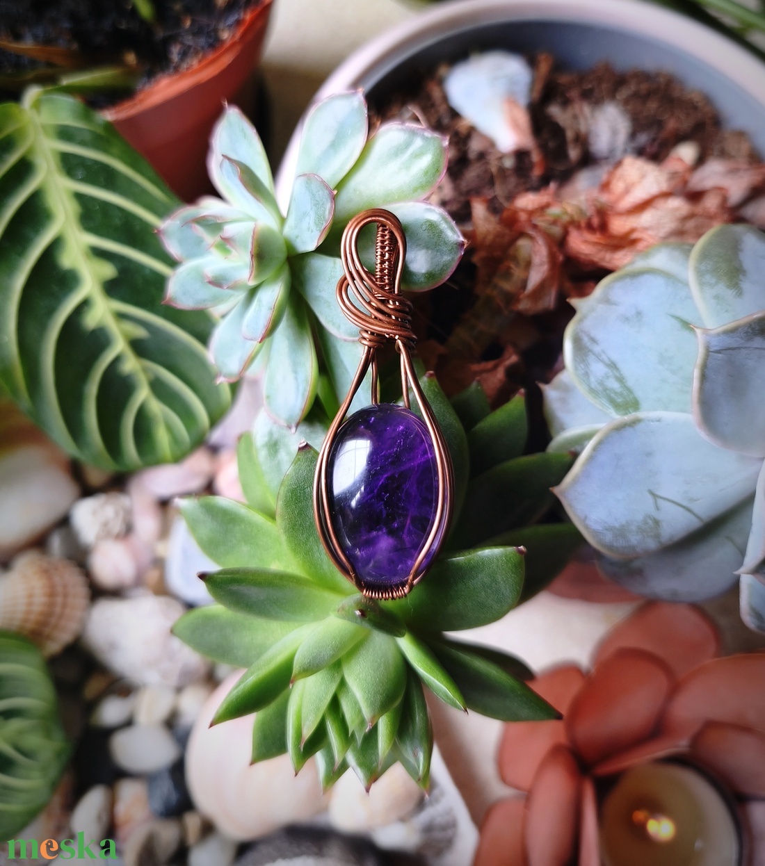 Ametiszt medál - ékszer - nyaklánc - medál - Meska.hu