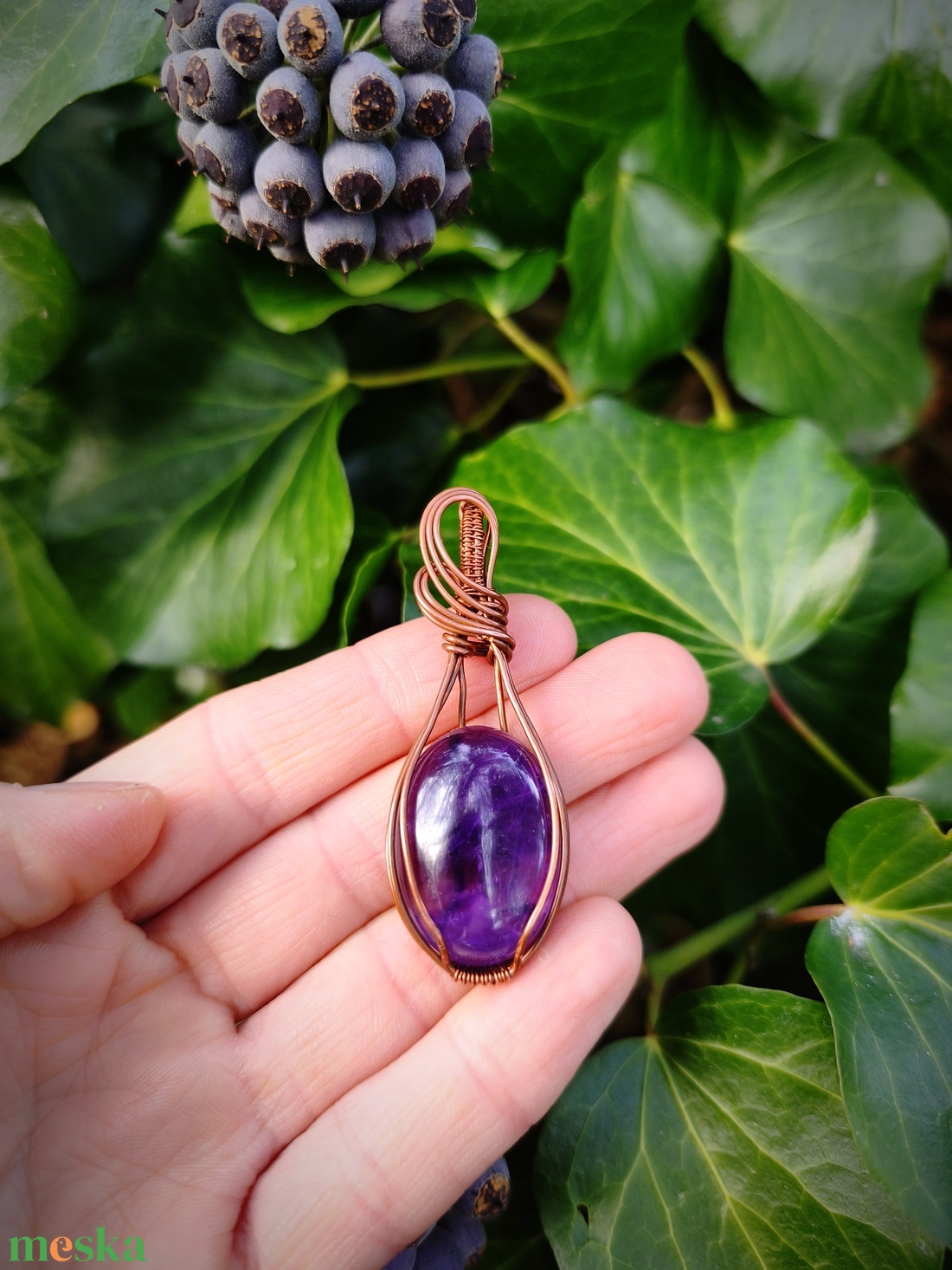 Ametiszt medál - ékszer - nyaklánc - medál - Meska.hu