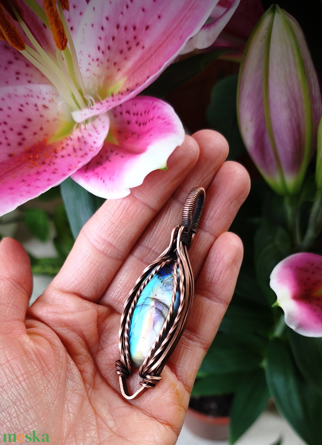 Labradorit medál - ékszer - nyaklánc - medálos nyaklánc - Meska.hu