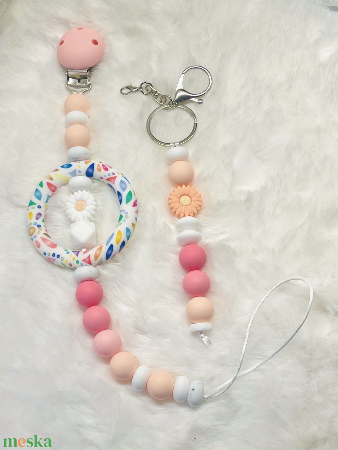 Cumilánc+táskadísz szett - baba - mama - baba játékok - cumilánc - Meska.hu