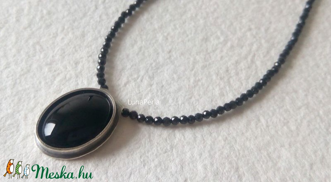 Ezüst nyaklánc feketében - gyászékszer -  - Meska.hu