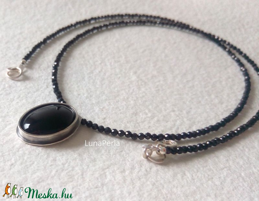 Ezüst nyaklánc feketében - gyászékszer -  - Meska.hu