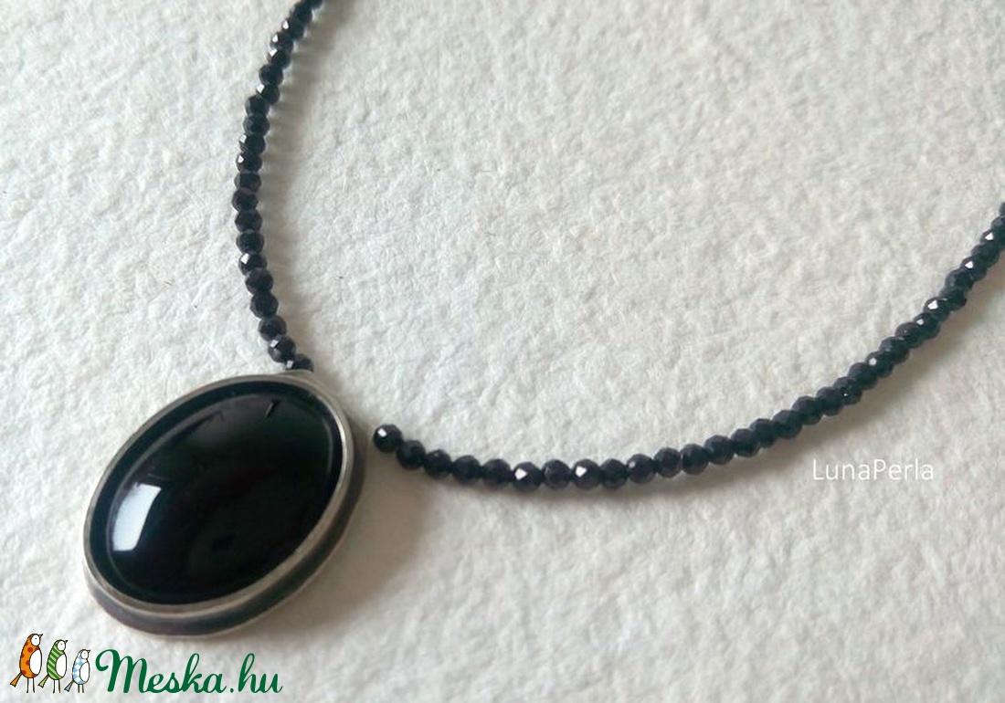 Ezüst nyaklánc feketében - gyászékszer -  - Meska.hu
