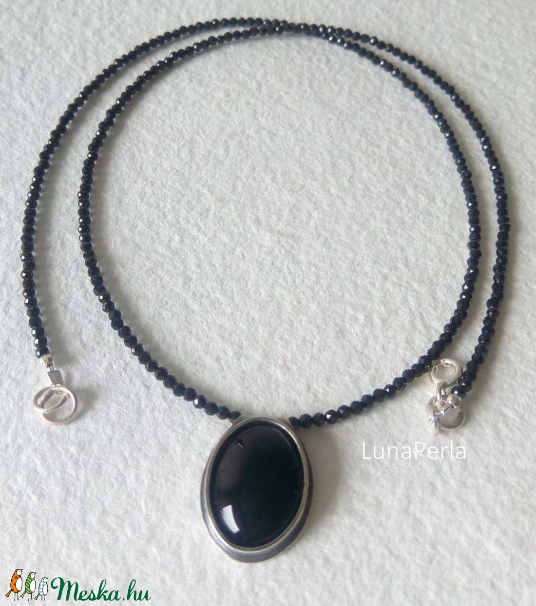Ezüst nyaklánc feketében - gyászékszer -  - Meska.hu