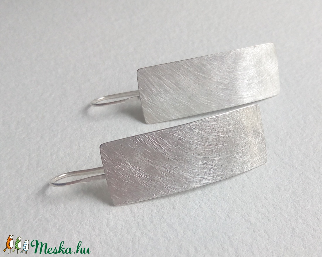 Minimalista ezüst fülbevaló - ékszer - fülbevaló - lógó fülbevaló - Meska.hu