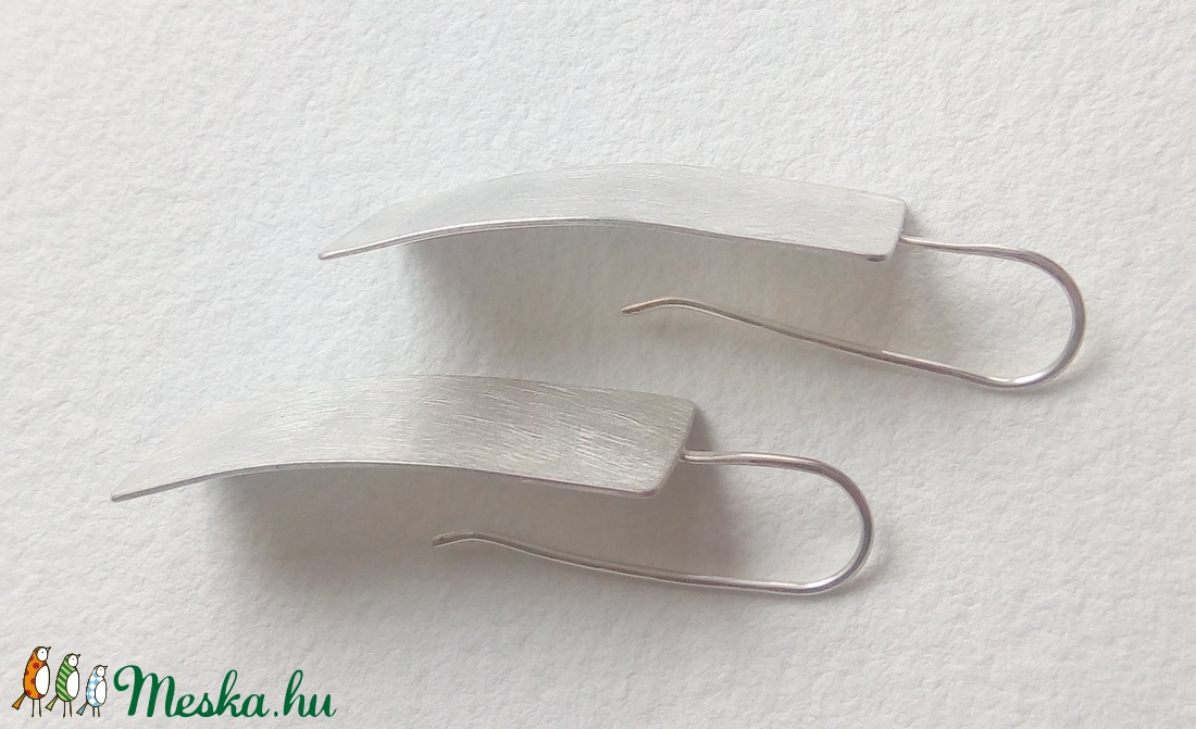 Minimalista ezüst fülbevaló - ékszer - fülbevaló - lógó fülbevaló - Meska.hu