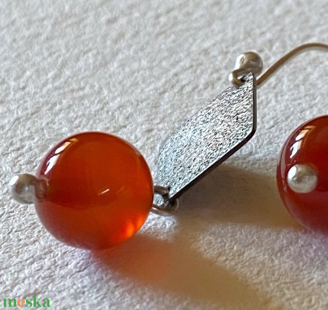 Ezüst fülbevaló karneollal - ékszer - fülbevaló - lógó fülbevaló - Meska.hu