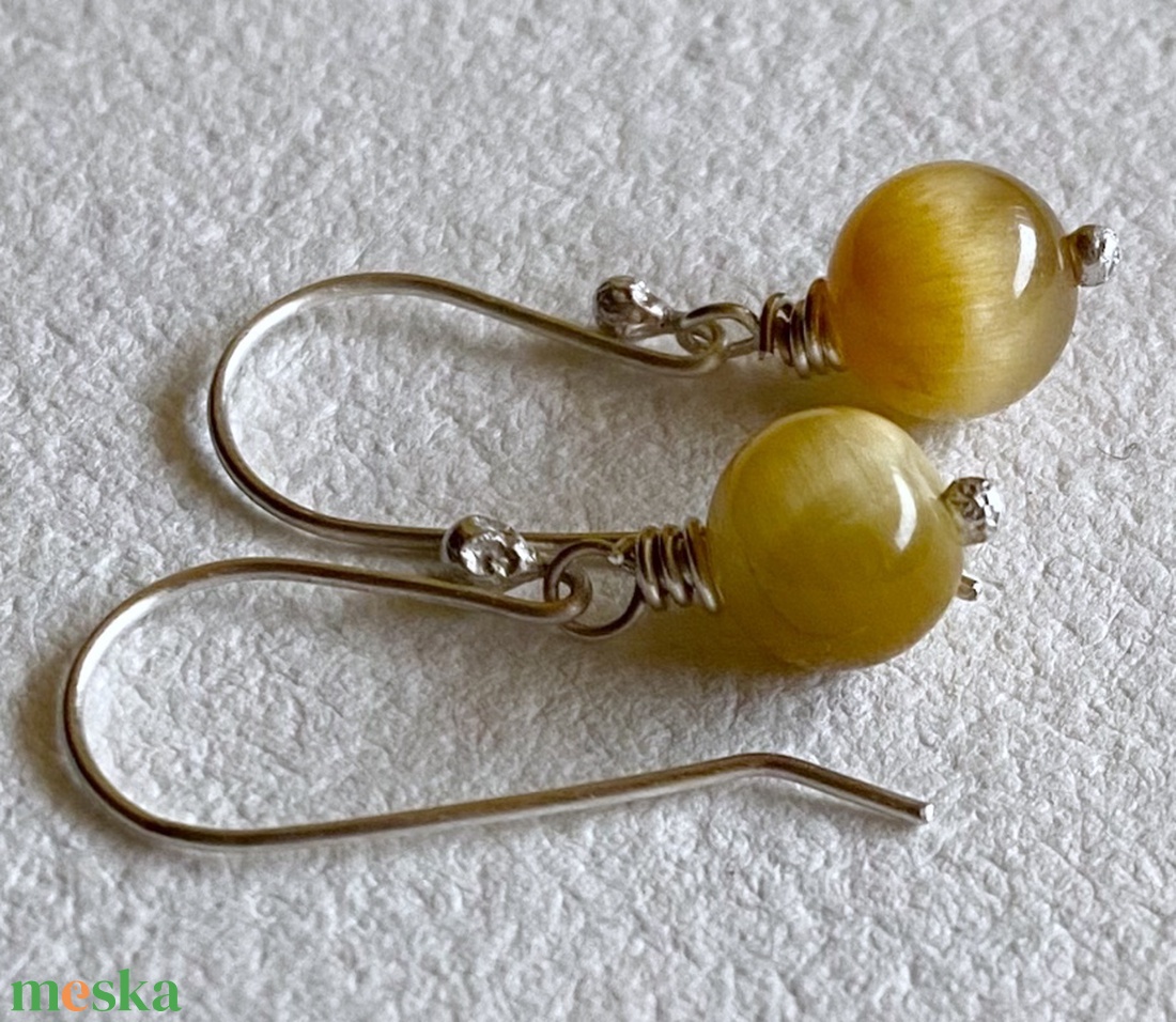 Tigrisszem - ezüst fülbevaló - ékszer - fülbevaló - lógó fülbevaló - Meska.hu