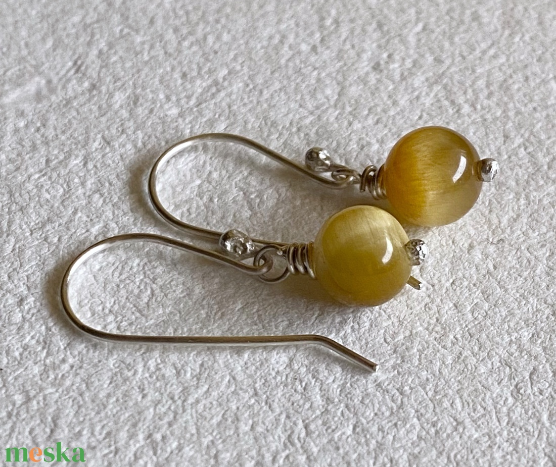 Tigrisszem - ezüst fülbevaló - ékszer - fülbevaló - lógó fülbevaló - Meska.hu