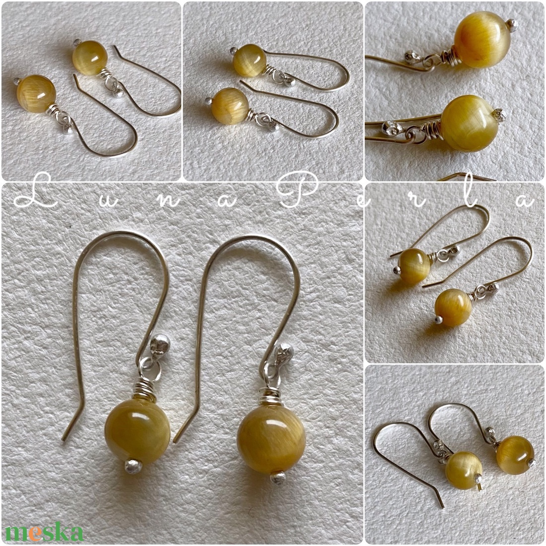 Tigrisszem - ezüst fülbevaló - ékszer - fülbevaló - lógó fülbevaló - Meska.hu